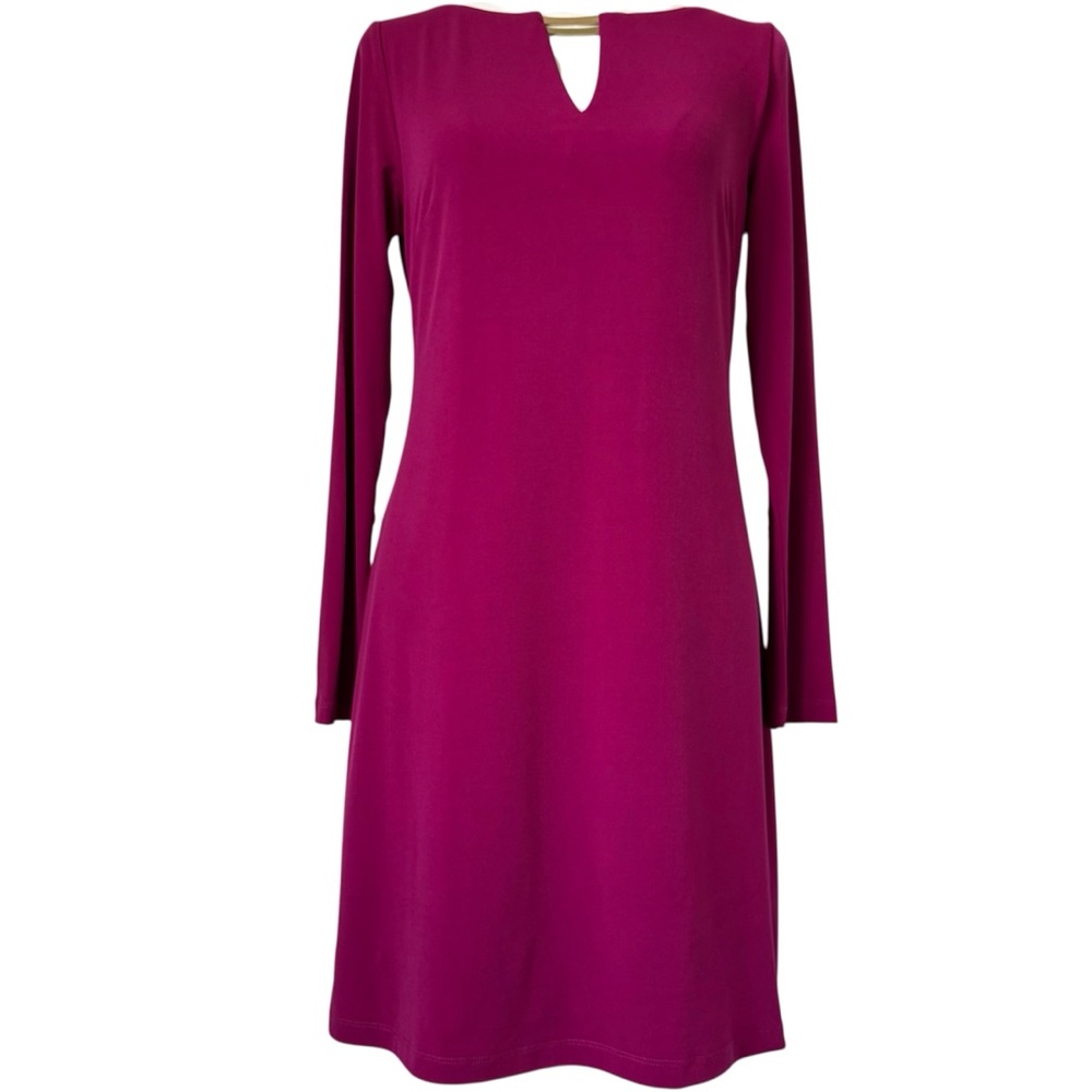 VINCE CAMUTO | Magenta Long Sleeve Exposed Back Zipper Dress Sz 6